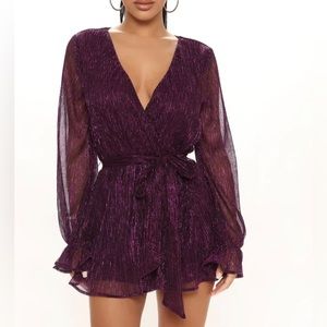 Purple sparkly fashion nova romper size M New!